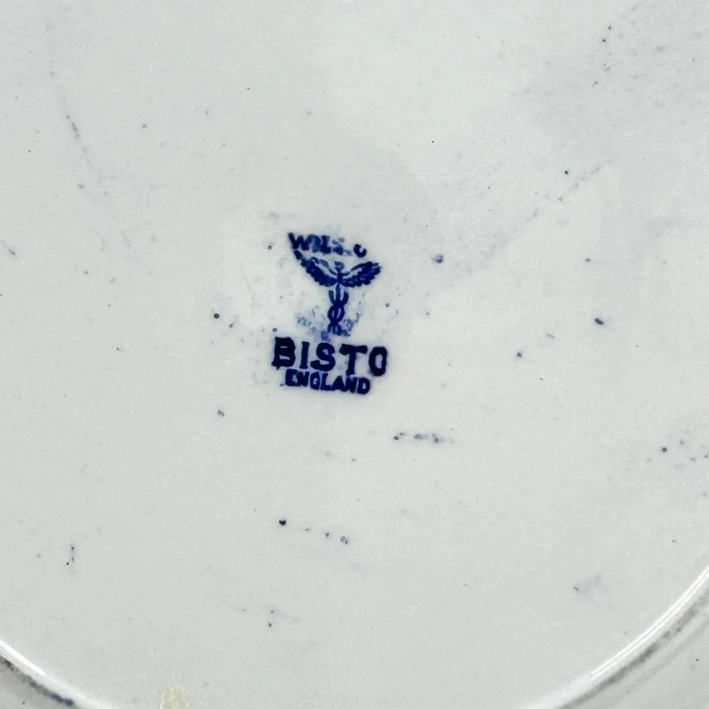 Bisto England Blue Willow Transferware Dinner Plate Antique Chinoiserie 10.5 